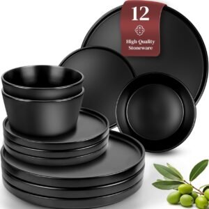 16pcs Matte black dinnerset