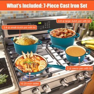 Cast iron /dutch oven cookware set 7pcs