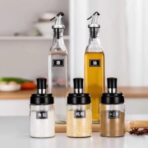 Oil dispenser with spices jar set