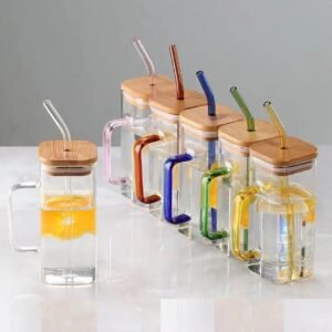Glass tumblers with straw