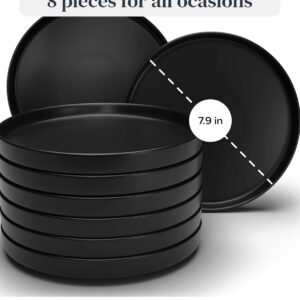 Matte black round dinner plate 2pcs