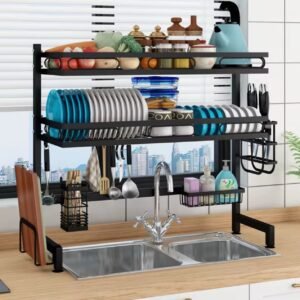 2 step metallic OVERSINK dish rack