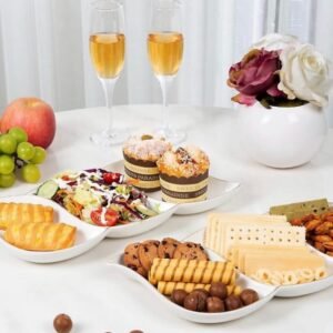 Ceramic three compartment snack tray