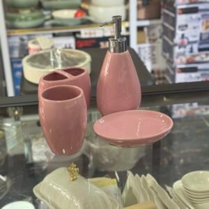 Ceramic soap dispenser set